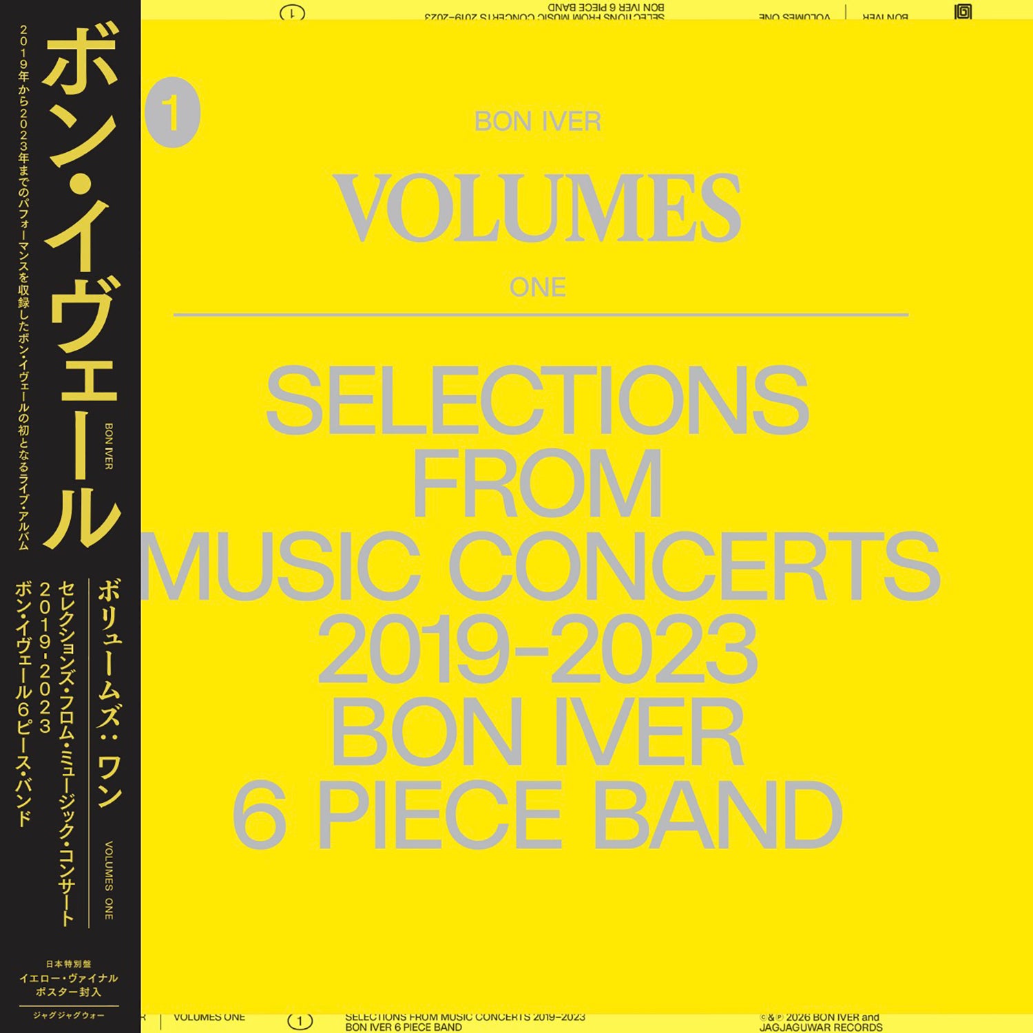 BON IVER 'VOLUMES: ONE SELECTIONS FROM MUSIC CONCERTS 2019-2023 BON IVER 6 PIECE BAND -JAPAN EDITION-'